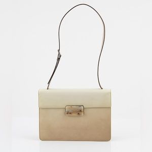 Prada patent leather cream/beige bag with marble clasp
